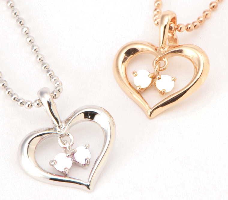 ２石ペンダント・チェーリーハート