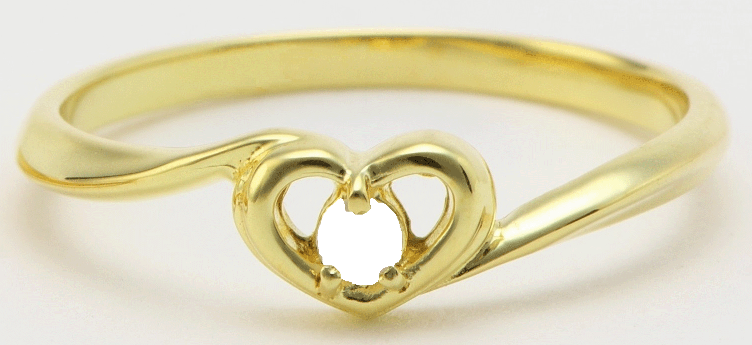 ファミリーリングハート１石YG