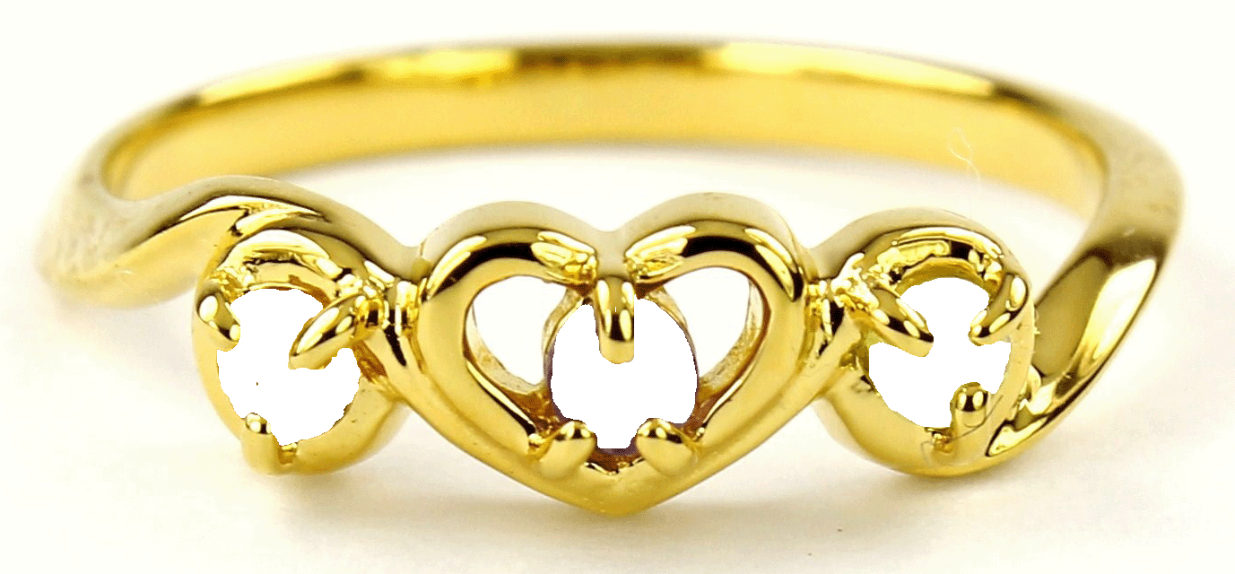 ファミリーリングハート３石YG