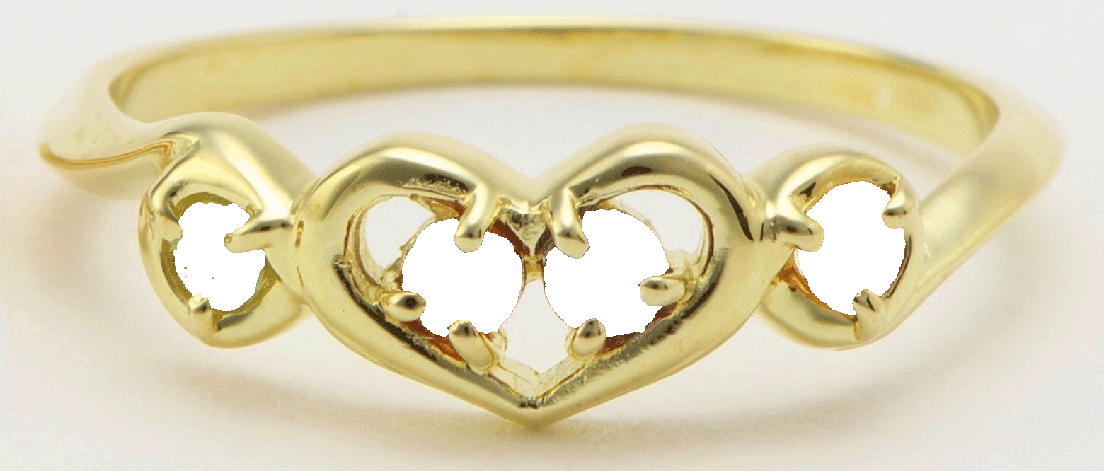 ファミリーリングハート４石YG